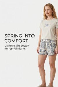 Sweet Dreams Graphic Printed Short Set - Light Grey — thumbnail 7